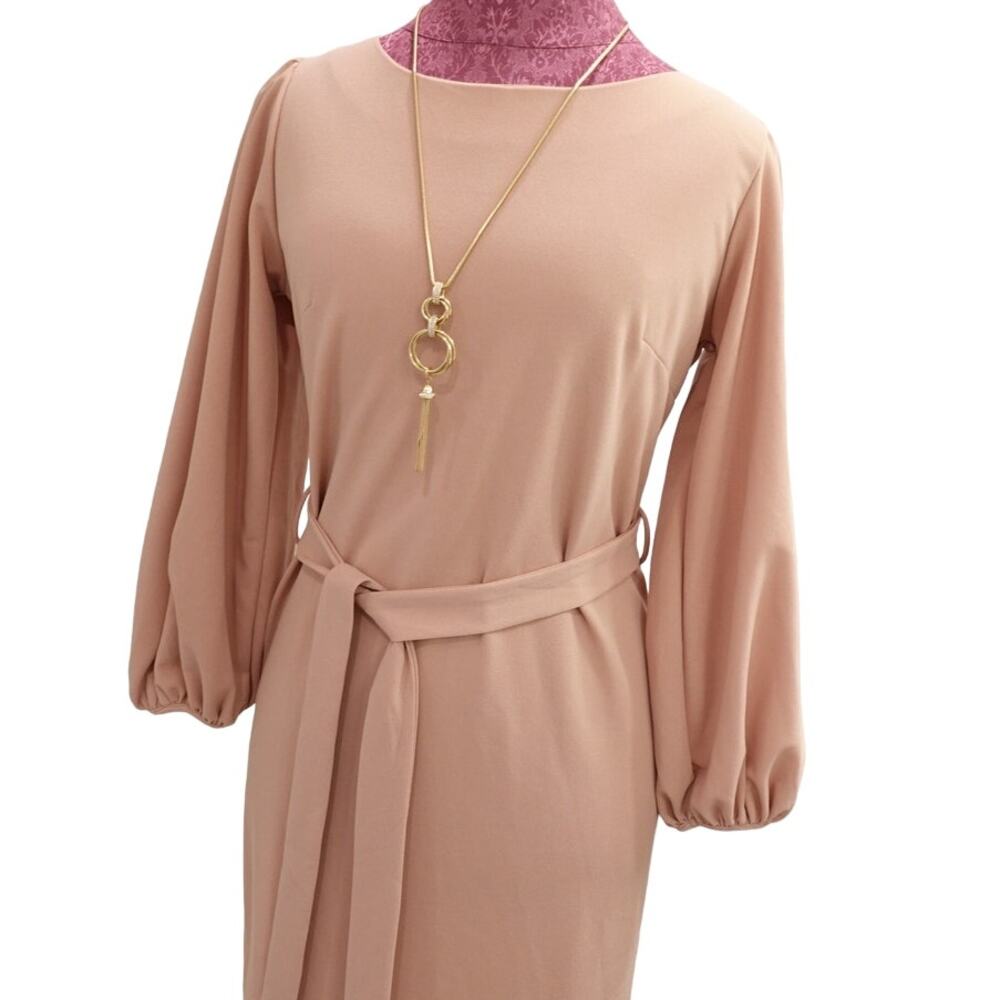 Ballet Slipper Pink / Primrose by Favlux  balloon sleeve / belted Dress SZ MED